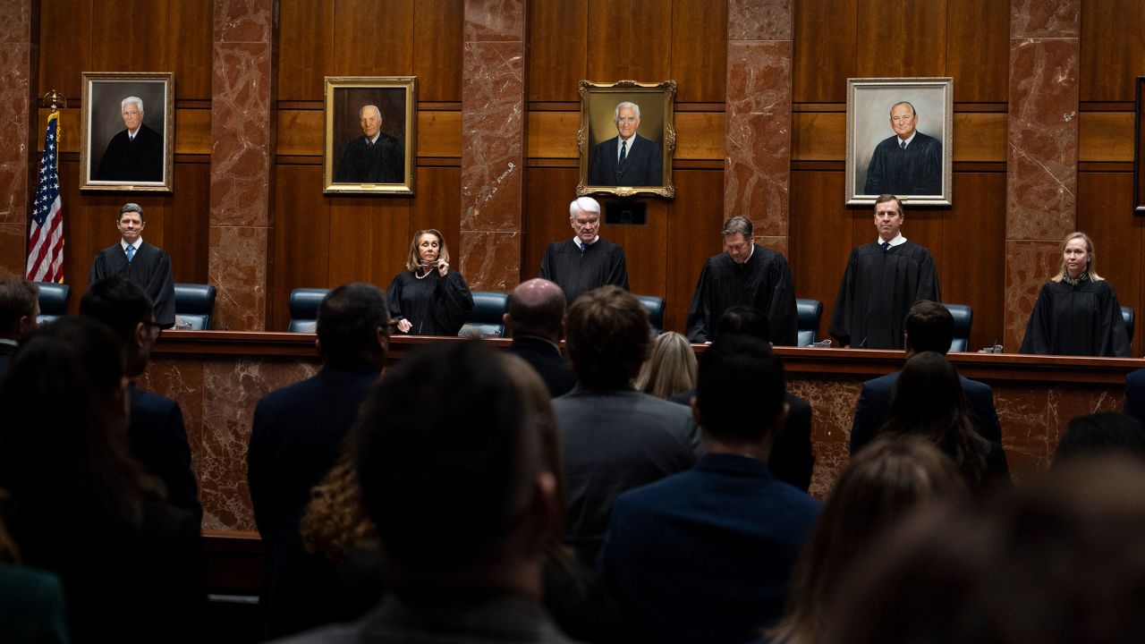 All rise as The Supreme Court of Texas prepares to hear oral arguments on Senate Bill 14, a prohibition on gender affirming care for transgender youth, on Tuesday, Jan. 30, 2024.