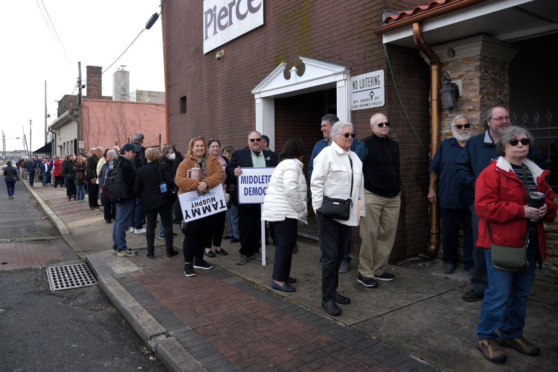 Tammy Murphy supporters gather in Long Branch, New Jersey, on February 10, 2024.