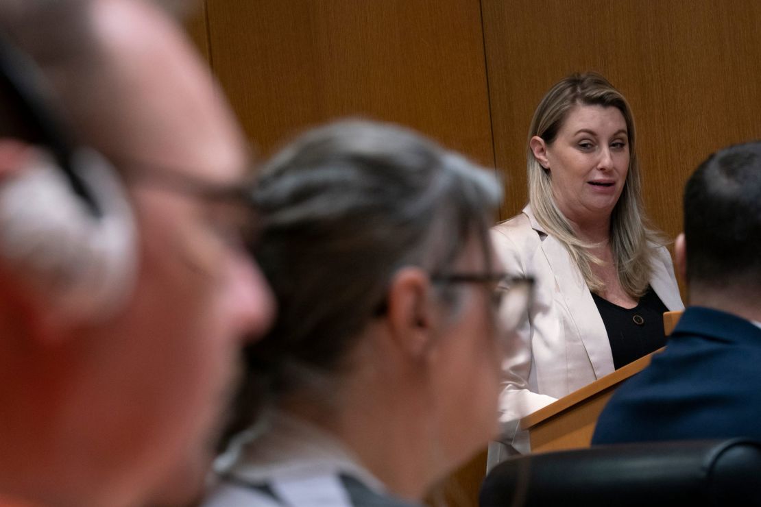 Nicole Beausoleil, the mother of Madisyn Baldwin, addresses the court before the Crumbleys were sentenced.