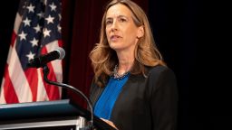 Aug 15, 2024; Randolph, NJ, USA; Rep. Mikie Sherrill holds a town hall at the County College of Morris.