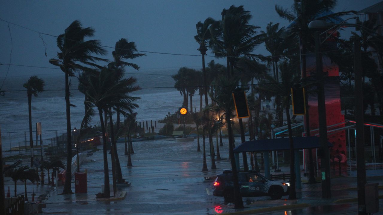 Streets in Fort Myers Beach are flooded as Hurricane Helene passes on September 26.