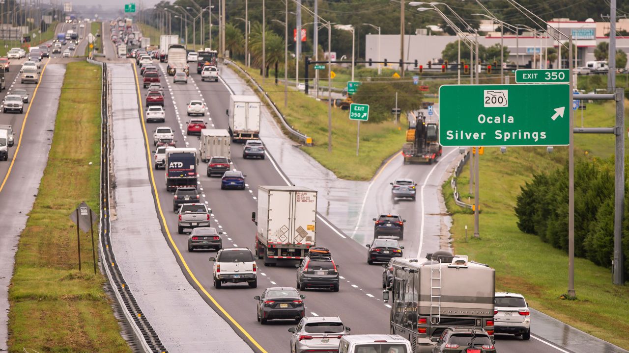 Motorists head north on Interstate 75 on Monday near the Tampa Bay Area of Florida.