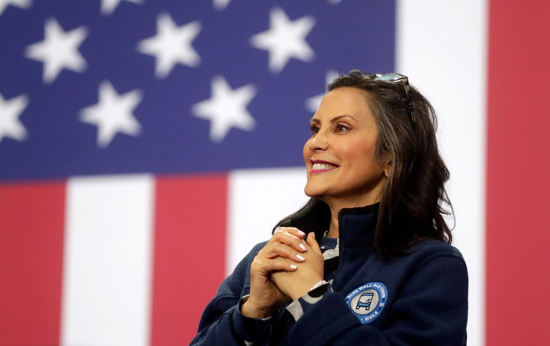 Michigan Gov. Gretchen Whitmer attends a campaign rally in Green Bay, Wisconsin, on October 14, 2024.