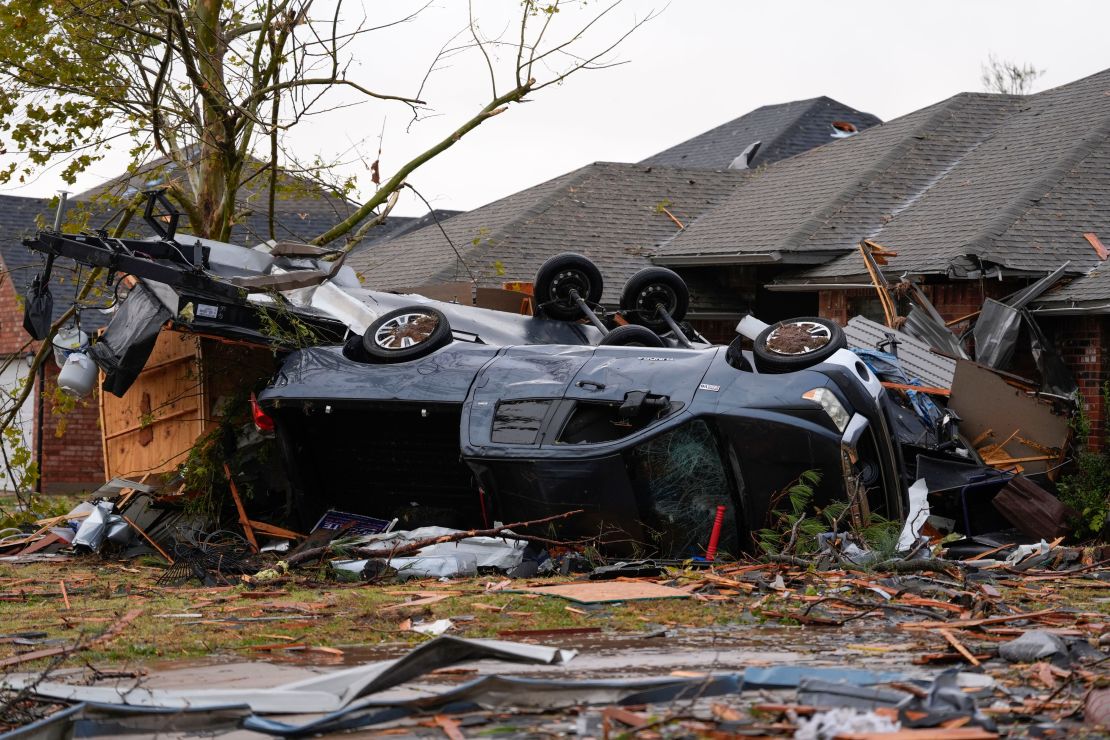 Cars were overturned by the severe storms in Oklahoma.