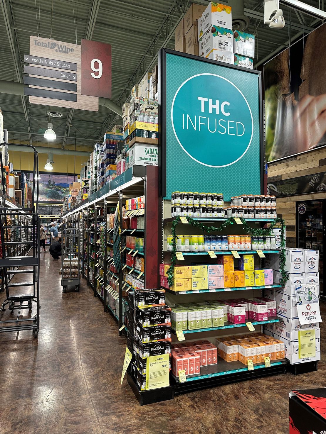 THC drinks, like the ones seen on shelves at Total Wine & More, have become popular in recent years.
