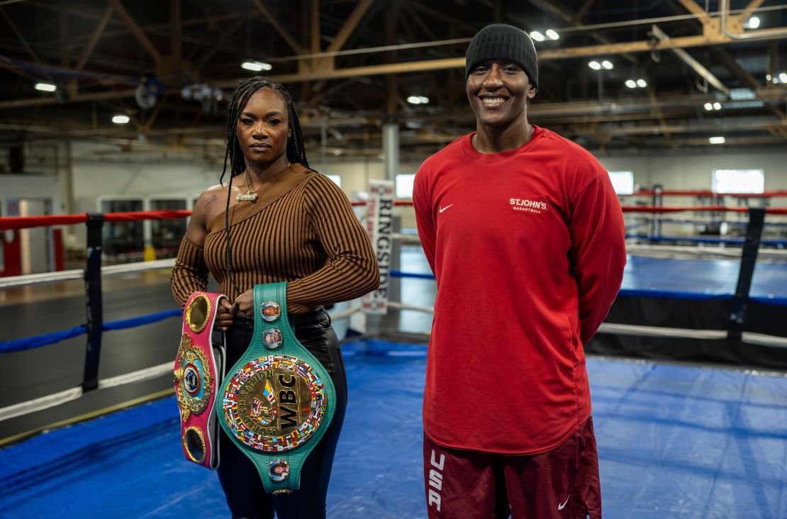 The 29 -year -old Clares Shields stands next to Daniel Perkins, 42 years old, during an open media training in January.