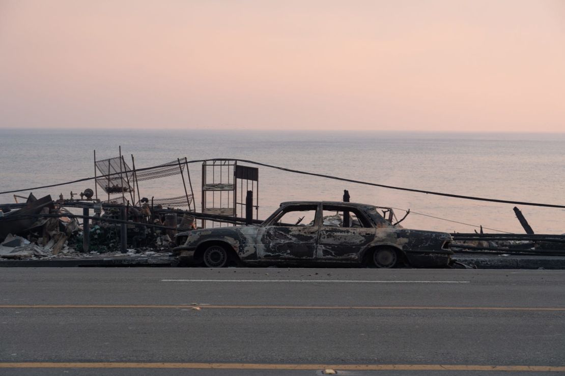The remains of Moonshadows Malibu, an iconic restaurant along the Pacific Coast Highway, are seen on January 8.