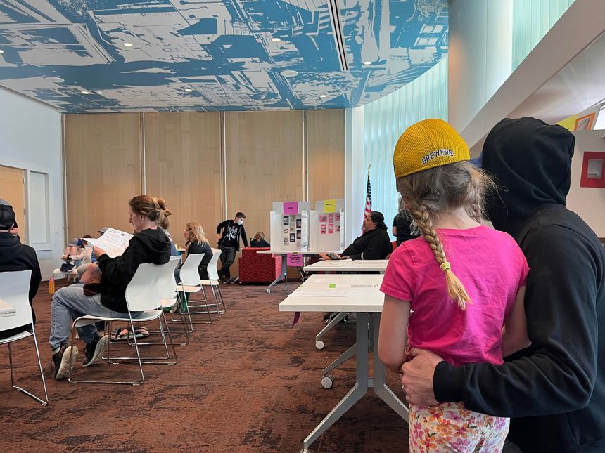 About 25 people attended a meeting in April to discuss issues with lead management in Milwaukee Public Schools.