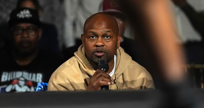 Jones Jr. speaks to the media during the fight between Seantorius Martin and Rommel Toran in April.