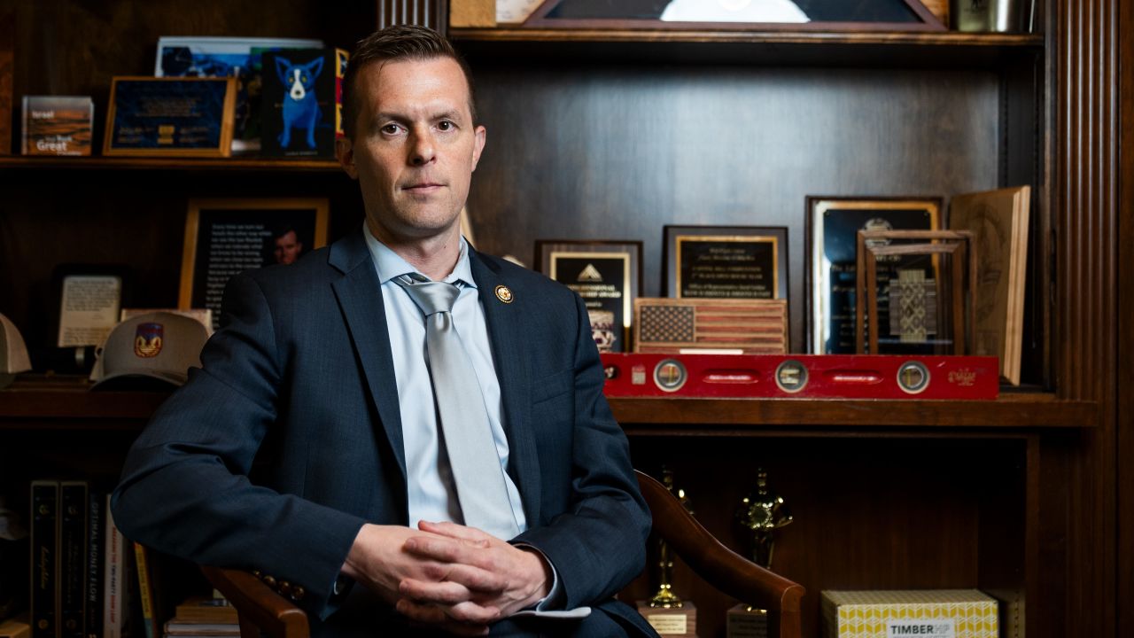 Rep. Jared Golden (D-ME) poses for a portrait in his office in Washington, D.C., on May 6, 2025.