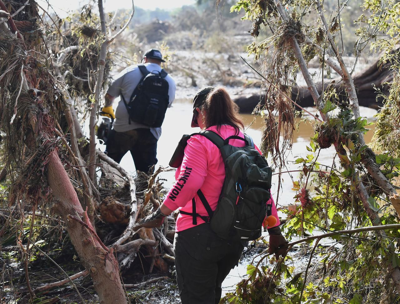 Search and recovery efforts continue, along the Guadalupe River, in Center Point, Texas, on Tuesday.