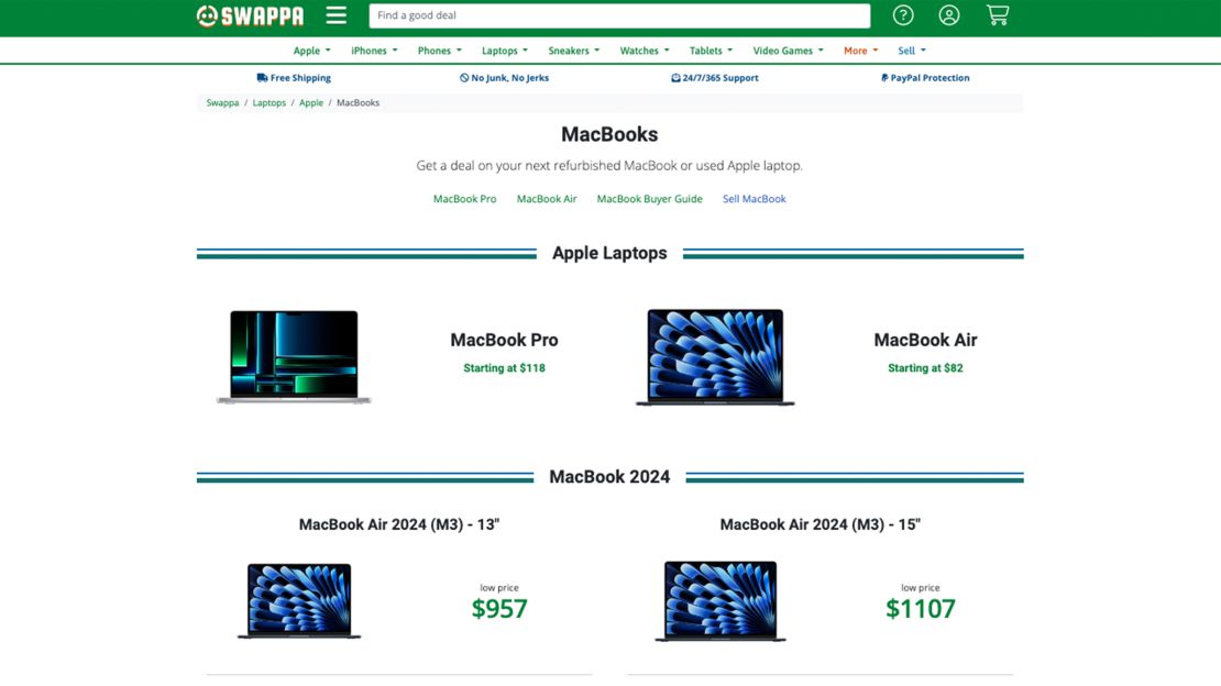 screenshot of swappa macbook store