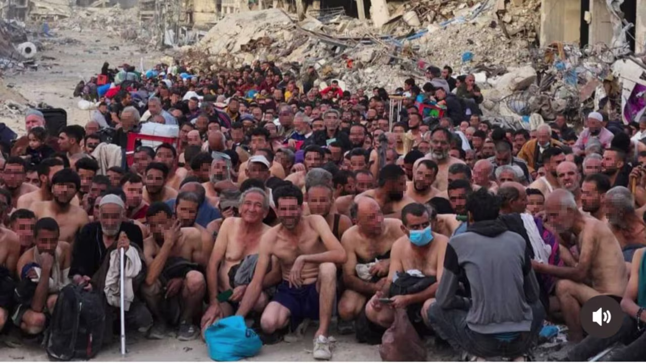 Jabalia detainees. CNN has added blur to this photo to protect identities.