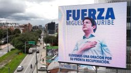 Una falla en apoyo a Miguel Uribe Turbay en Bogotá.
