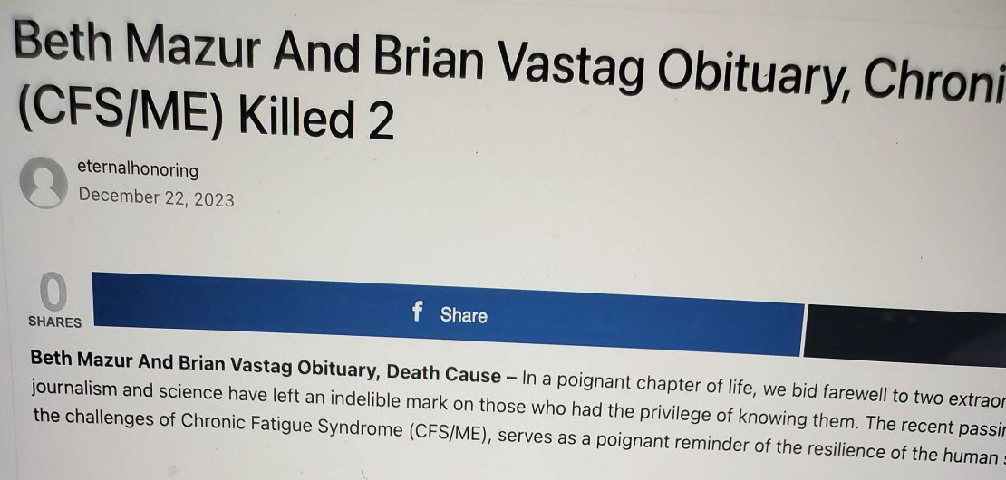 Scammers posted obituaries claiming Brian Vastag died together with his former partner, Beth Mazur.