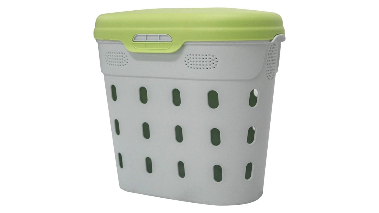 Vego in-ground plastic composter in lime color