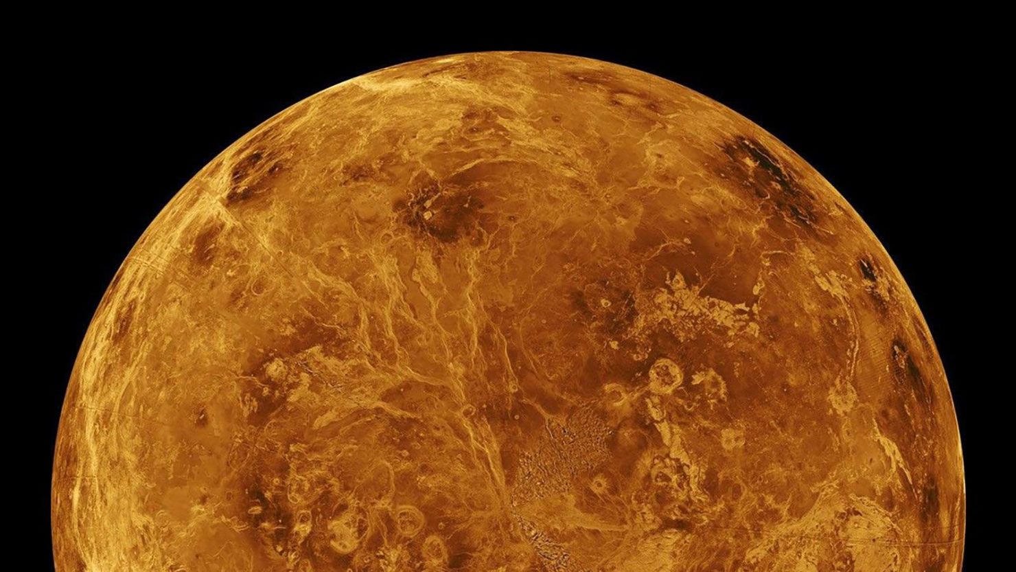 El hemisferio norte de Venus en esta vista del planeta creada con datos de la nave espacial Magellan de la NASA.