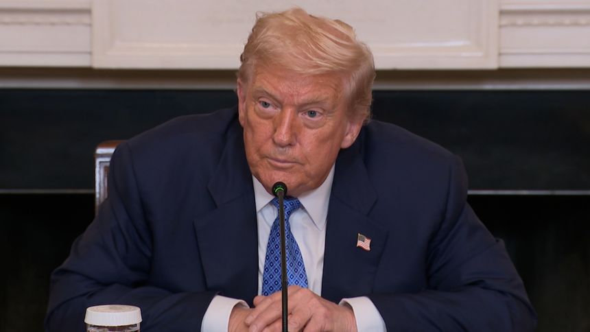 President Donald Trump takes questions from reporters at a meeting with leaders from Azerbaijan and Armenia