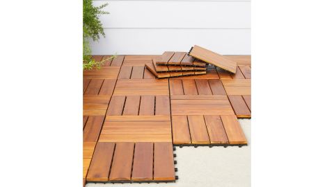 Vifah Outdoor Patio Acacia Interlocking Deck Tile Set