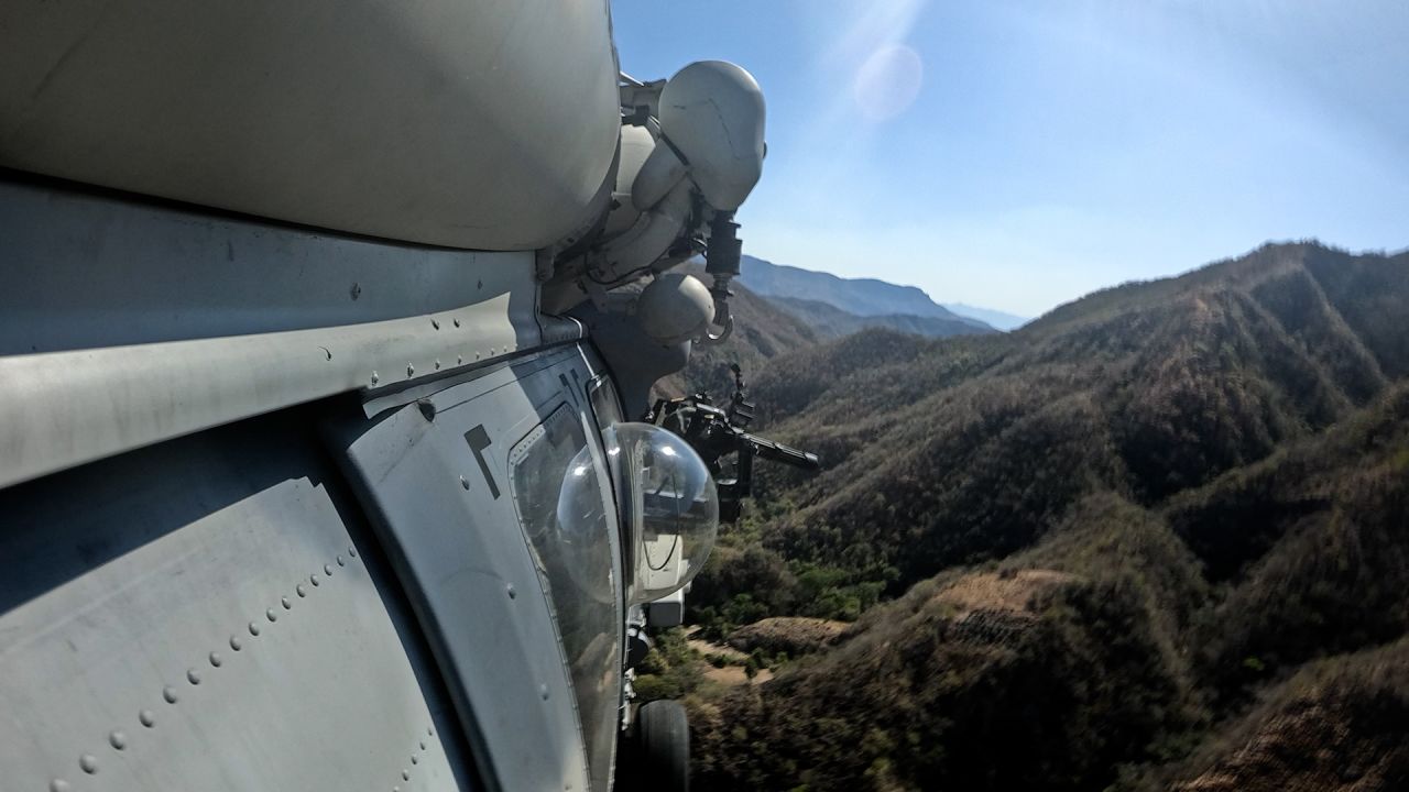 CNN travels in a Blackhawk helicopter with the Mexican military.