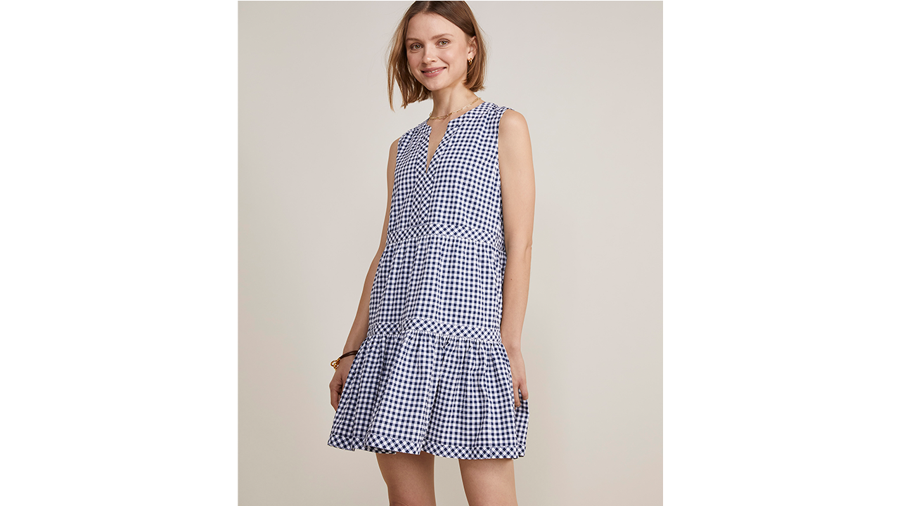Vineyard Vines Harbor Seersucker Tiered Dress stock photo