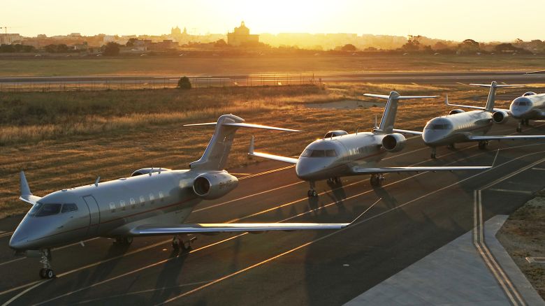 Pictured, planes from the fleet of private aviation company Vistajet.