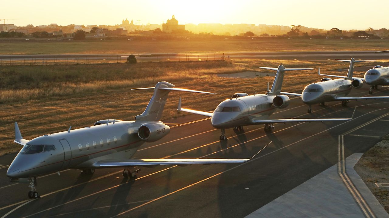 Pictured, planes from the fleet of private aviation company Vistajet.