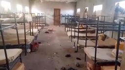A disheveled dorm room is seen on November 17, after 25 students were abducted from the Government Girls Comprehensive Secondary School in Maga town, Nigeria.