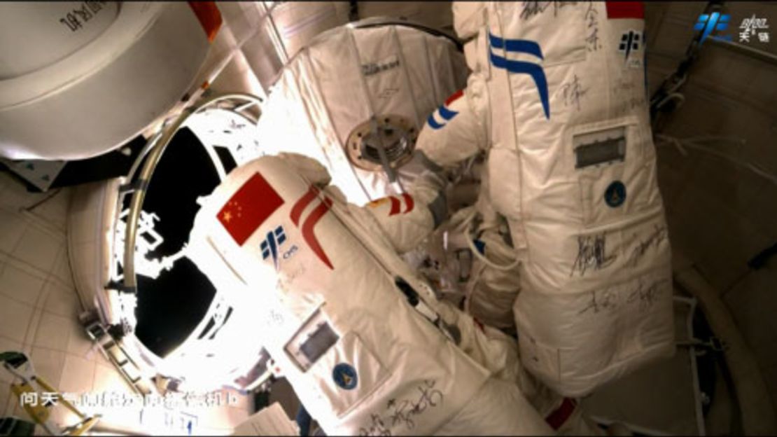 Chinese astronauts Cai Xuzhe and Song Lingdong wrapped a nine-hour spacewalk just before 10 p.m. Beijing time Tuesday, China's space agency said.