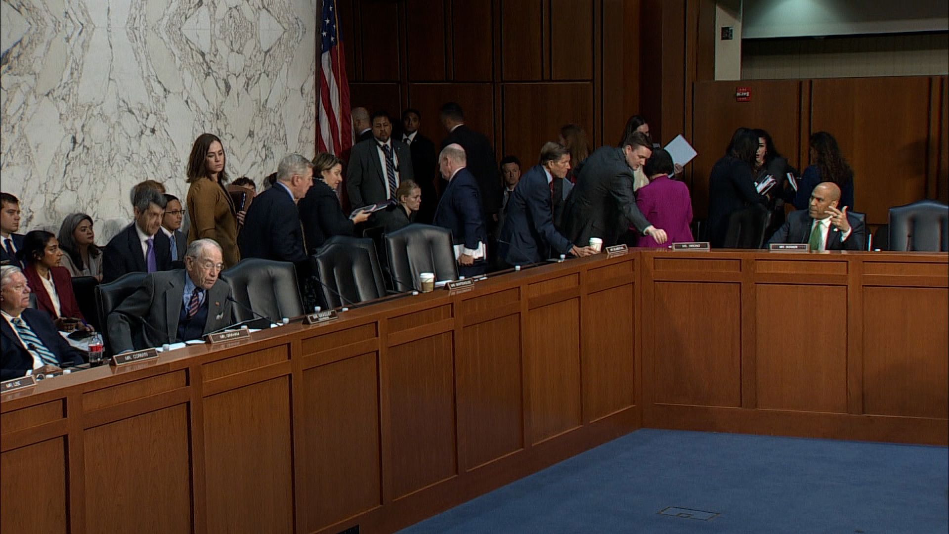 See moment Senate Democrats walk out of vote on Trump judicial nominee