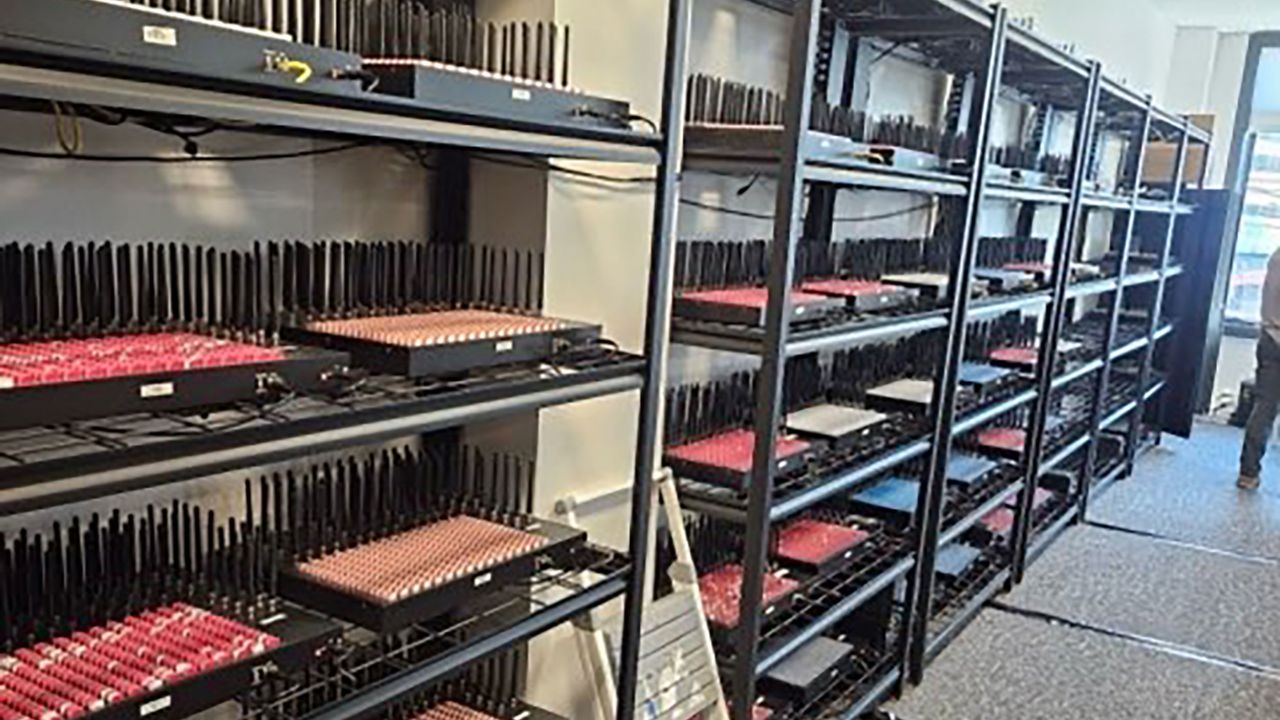 Law enforcement officials discovered a server farm loaded with over 100,000 SIM cards, which they believe are being used by foreign governments and criminals in the US.