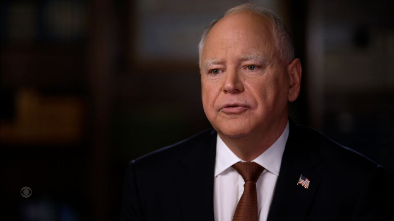 Minnesota Gov. Tim Walz appears during an interview on “60 Minutes” on Monday, October 7,