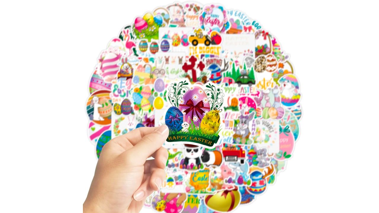 Circle of Easter-themed stickers