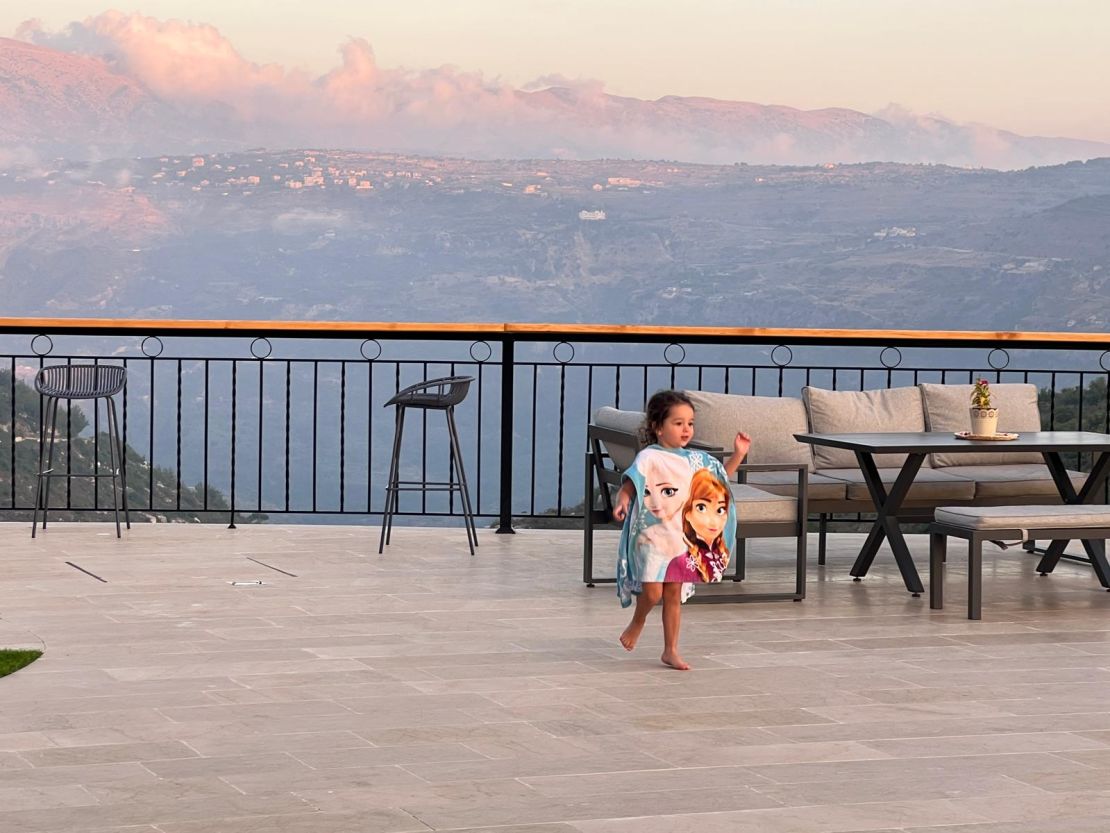 Katya at a cabin in the Lebanese mountains on Friday, August 2. The next day, the hills shook with the sound of sonic booms as Israeli war planes broke the sound barrier overhead.