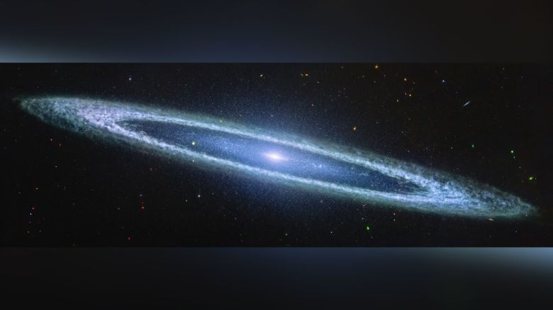 NASA’s James Webb Space Telescope recently imaged the Sombrero galaxy with its MIRI (Mid-Infrared Instrument), resolving the clumpy nature of the dust along the galaxy’s outer ring. This image includes filters representing 7.7-micron light as blue, 11.3-micron light as green, and 12.8-micron light as red.