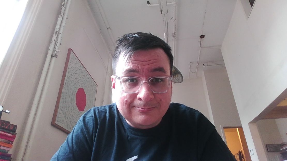 A selfie Henry shot on the Framework Laptop 16 that is a bit grainy.