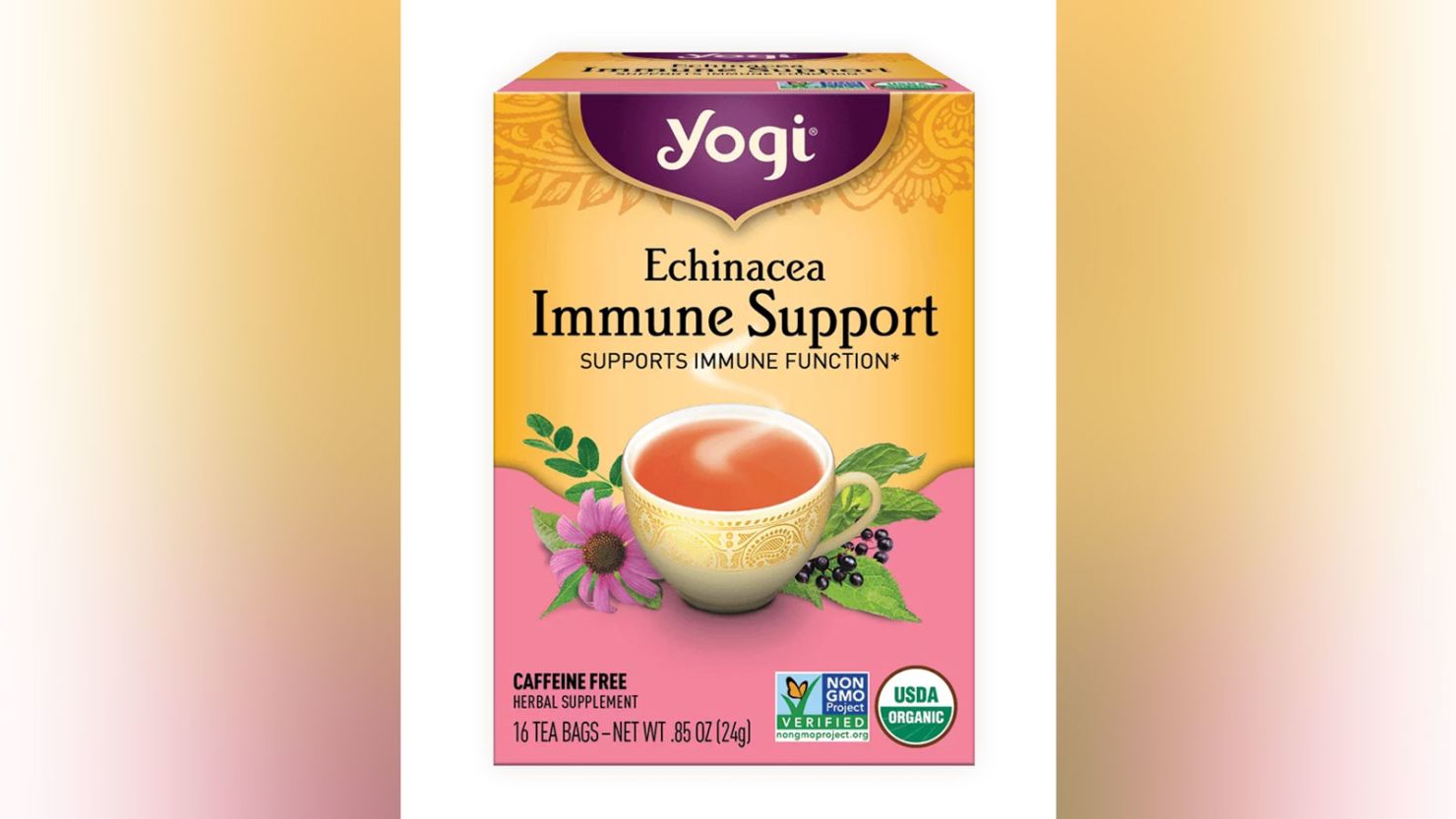 Yogi Echinacea Immune Support tea is sold in stores across the country.
