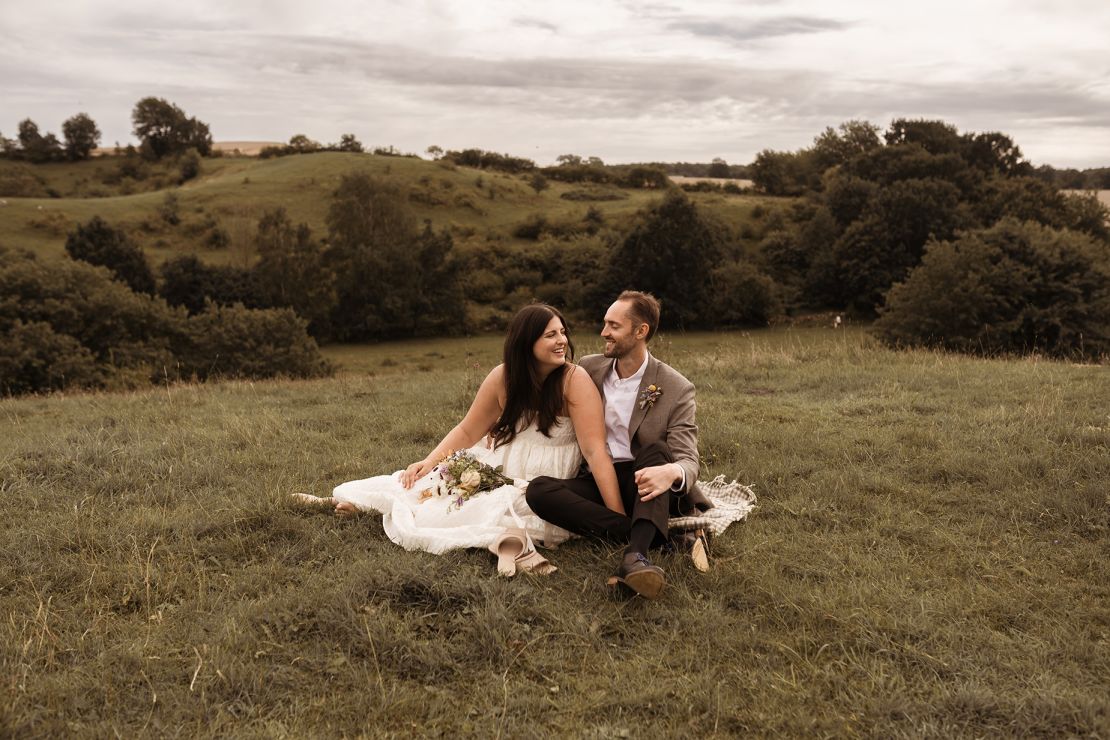 Here's Madeline and Sebastian on their wedding day in the Swedish countryside.