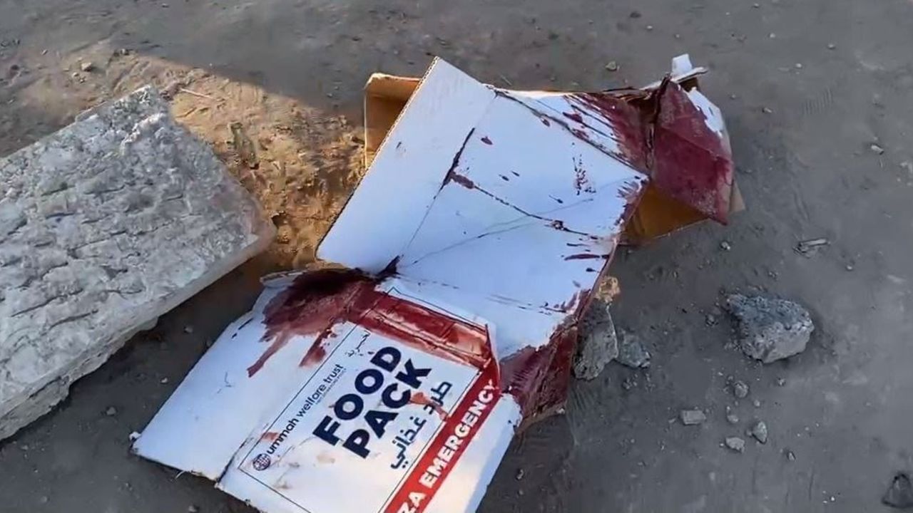 A bloodied aid box found at the scene with the writing 'Ummah Welfare Trust' provided a clue to the aid organisations behind the delivery on February 29.