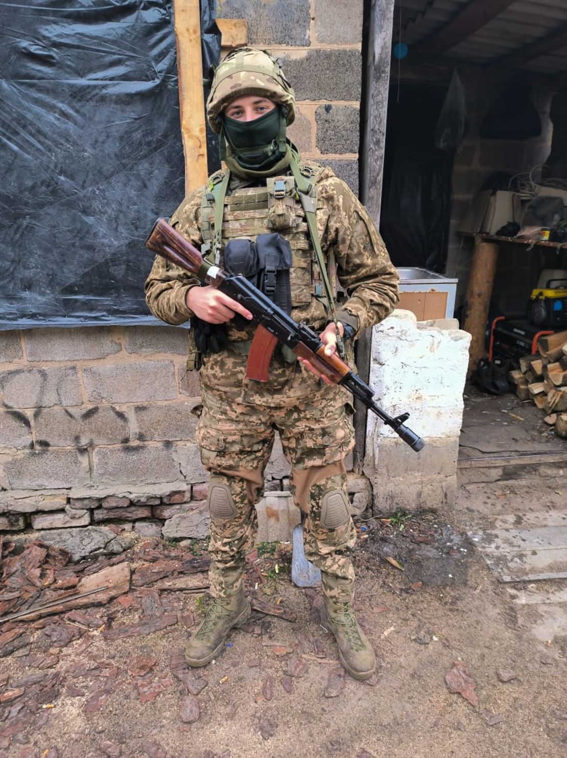 Valerii Omelchenko, pictured during his time serving in the Donetsk area of Ukraine, was badly injured by?a Russian grenade in November.