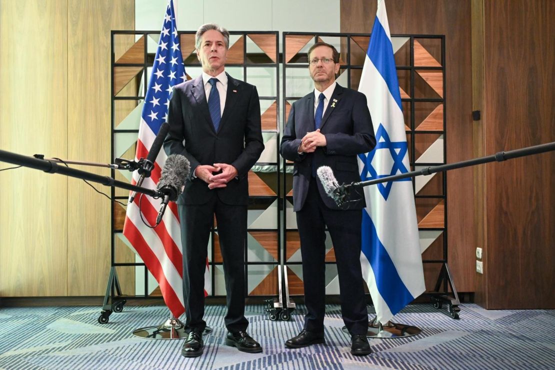 US Secretary of State Antony Blinken meets with Israeli President Isaac Herzog in Tel Aviv on Monday, August 19.