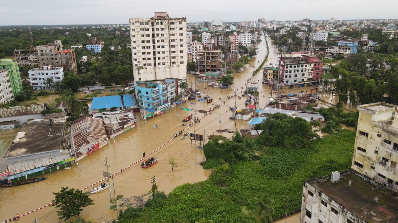 Scenes of severe flooding in Feni, in southeastern Bangladesh, on Friday, August 23, 2024. 