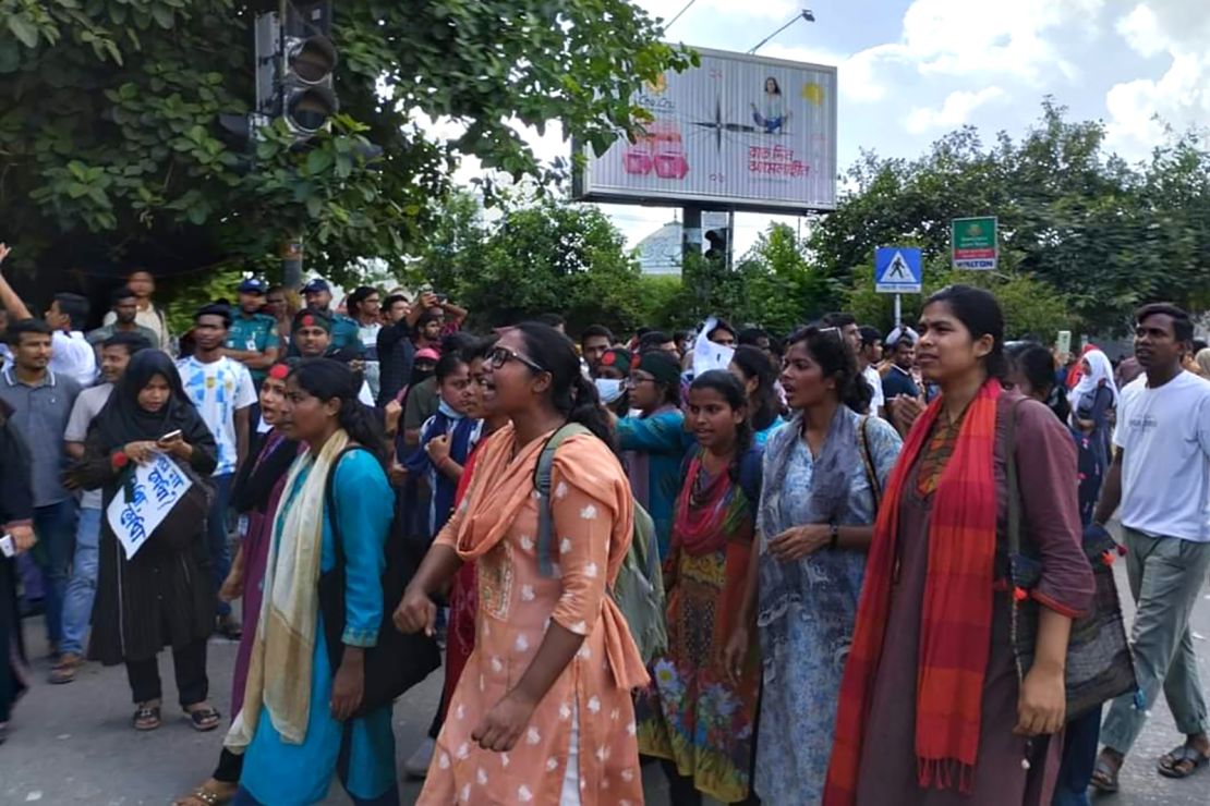 Nazifa Jannat during a protest in Dhaka, Bangladesh.