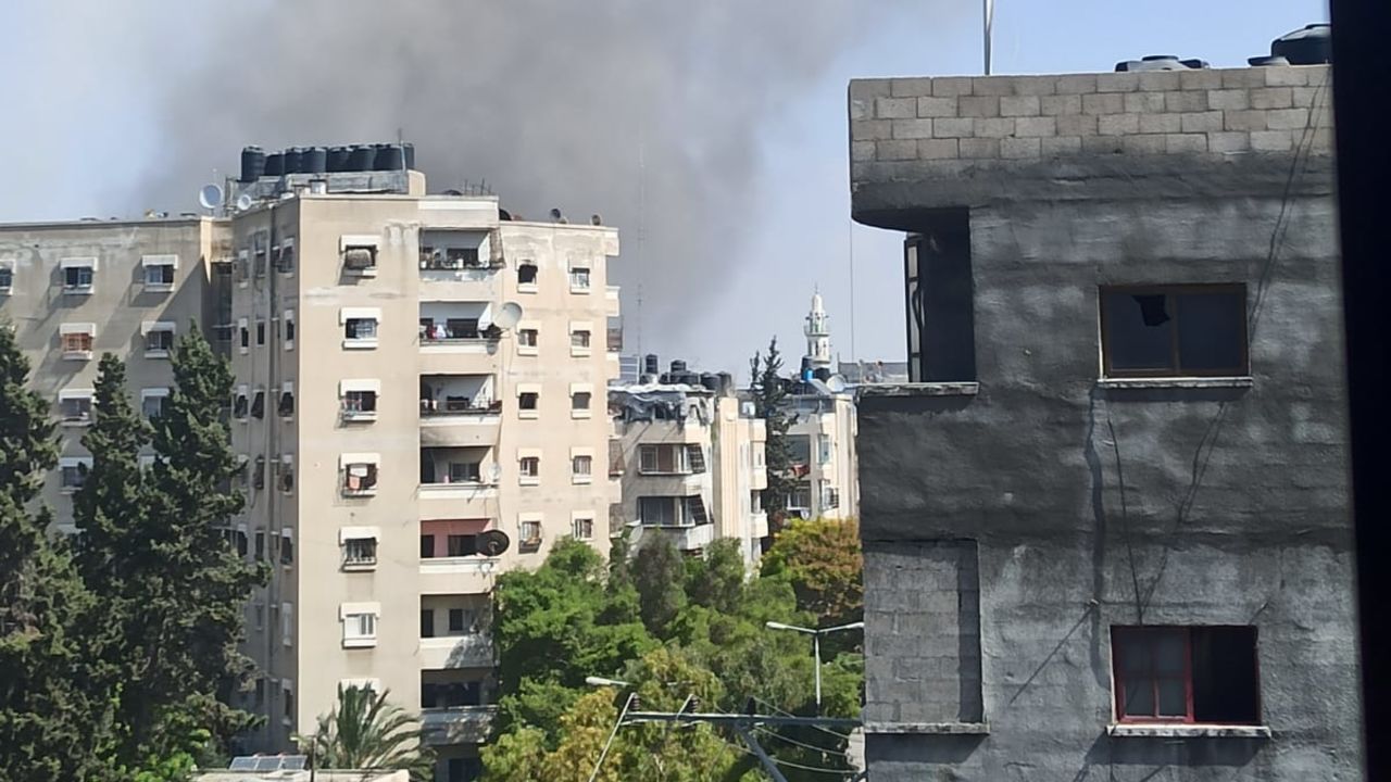 The view from the window of Mohammad Ibrahim, 36, as Israeli forces increase ground and aerial attacks in Jabalya, Gaza, on October 8.