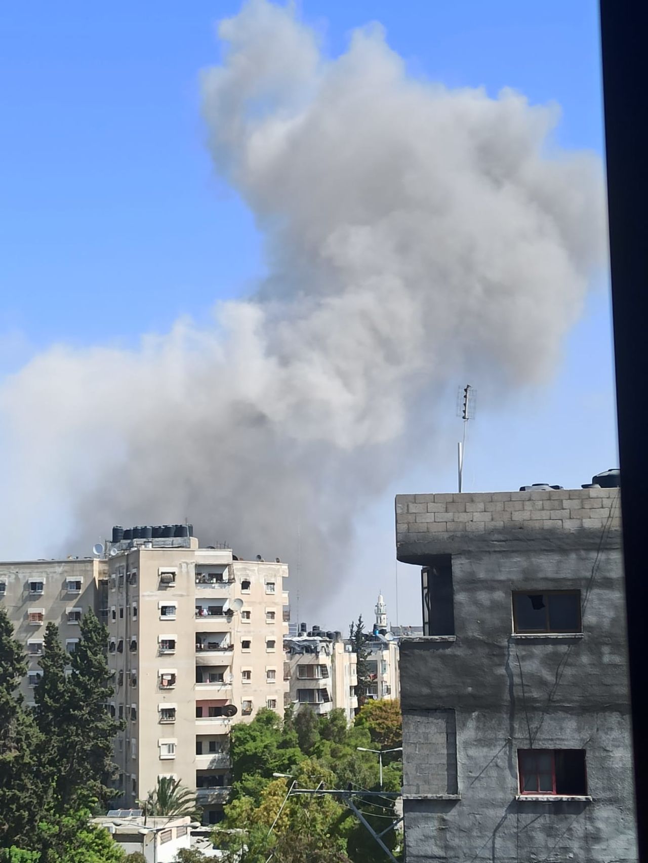 The view from the window of Mohammad Ibrahim, 36, as Israeli forces increase ground and aerial attacks in Jabalya, Gaza, on October 8.