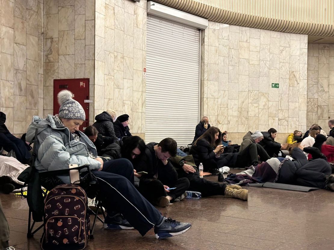 Kyiv residents take shelter in the city's subway during a massive missile and drone attack on the city.