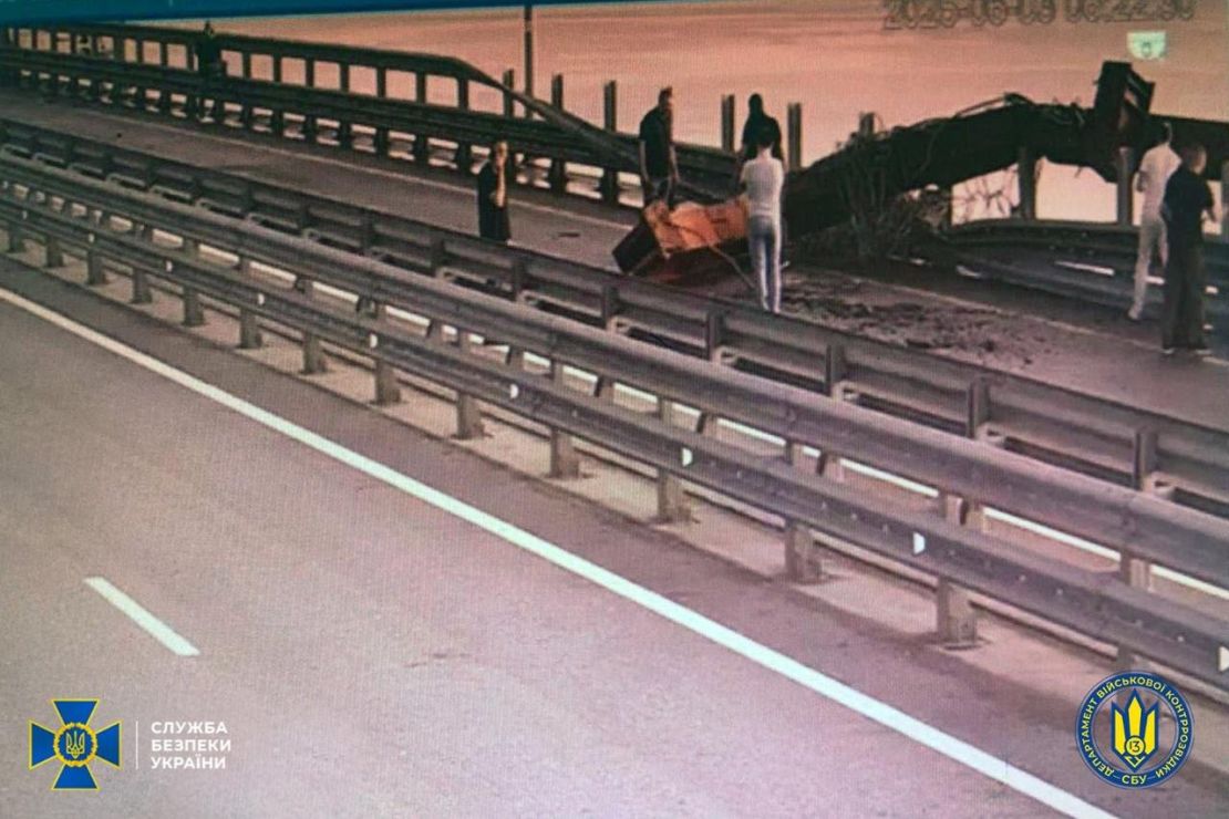 An image released by the SBU showed damage to the Crimean Bridge.