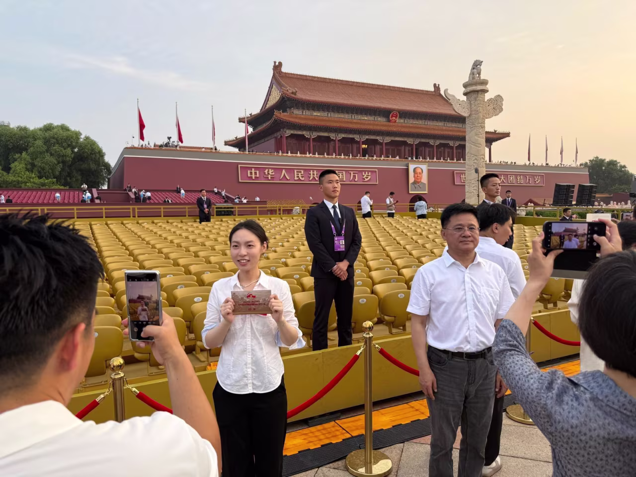 The view from Tiananmen Square as journalists start arriving.