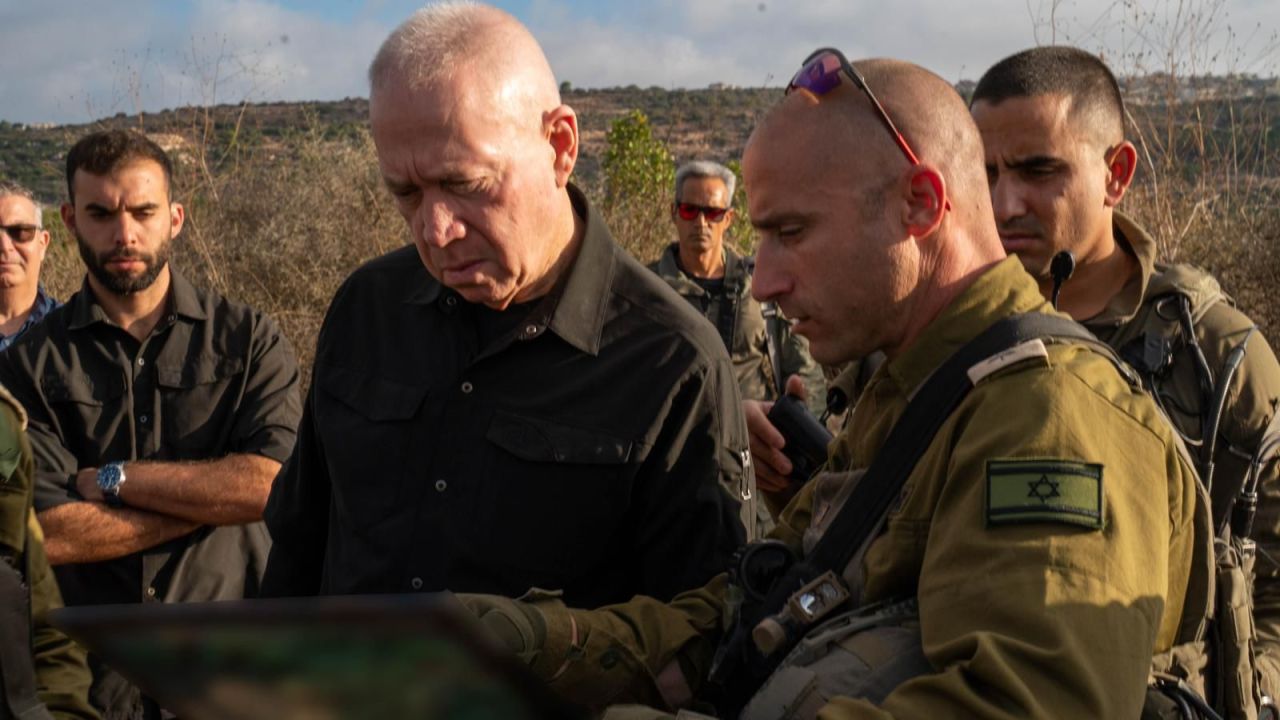 Minister of Defense Yoav Gallant during a discussion with troops in the IDF’s Armored Corps, deployed to Israel’s northern border in this handout image dated September 30.