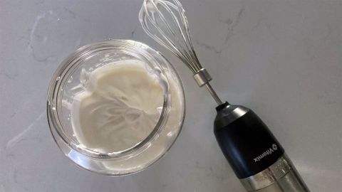 An immersion blender makes mixing up just enough whipped cream a breeze